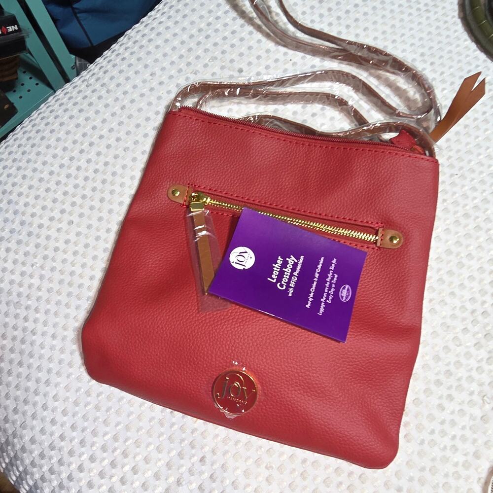 JOY MANGANO DUSTY RED LEATHER CROSSBODY BAG